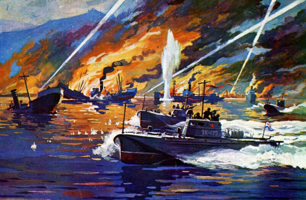 Атака советских торпедных катеров на немецкие транспортные суда
