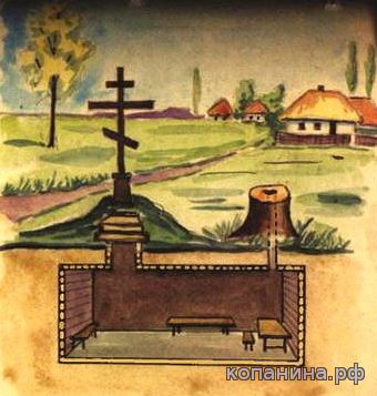 схема рисунок тайника блиндажа в могиле 