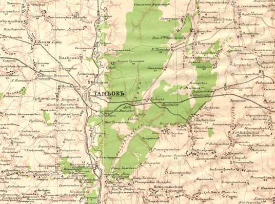 Старая карта Тамбовской губернии