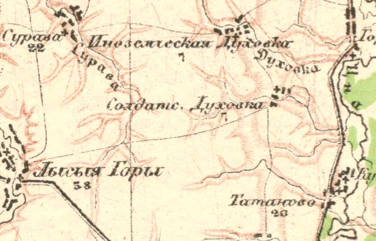 Скачать старинную карту Тамбовской губернии