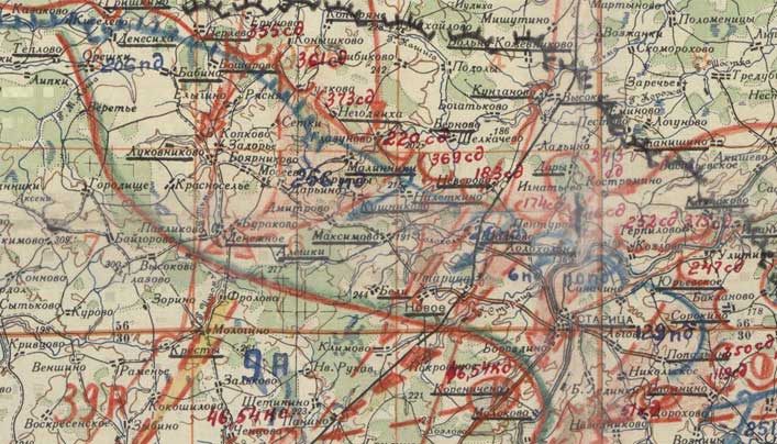 Карта положения на фронтах 1941 год, тверская область