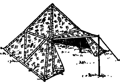 Проект стандартной четырехместной палатки из четырех плащ-палаток.